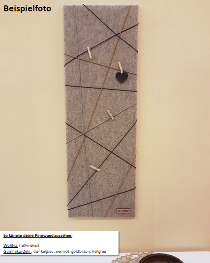 PINNWAND / Memoboard 90 x 30 cm, Wollfilz auf Holzrahmen