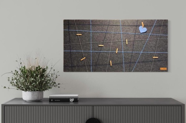 PINNWAND / Memoboard 80 x 40 cm, Wollfilz auf Holzrahmen
