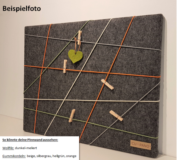 PINNWAND / Memoboard 50 x 40 cm, Wollfilz auf Holzrahmen