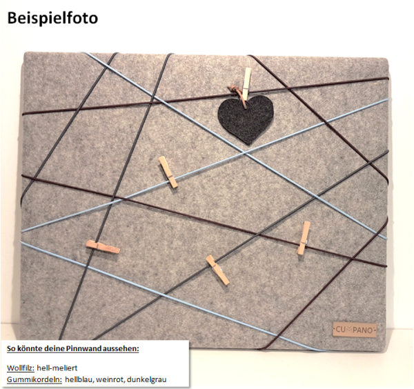 PINNWAND / Memoboard 50 x 40 cm, Wollfilz auf Holzrahmen